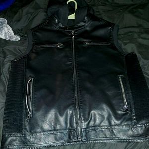 Fried Denim Leather Vest